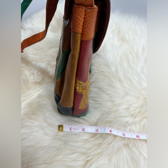 Vintage Sharif 1980s Genuine Leather and Snake Color-blockShoulder Bag - Picture 10 of 17
